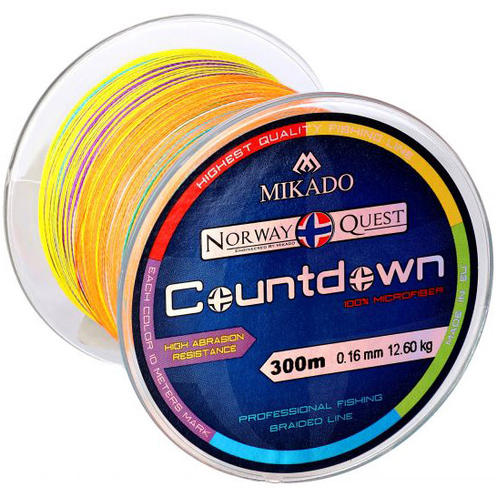 

Шнур MIKADO Norway Quest Countdown 300м 0.16мм 12.60кг мulticolor (Z46M-016-300), Шнур Norway Quest Countdown 300м