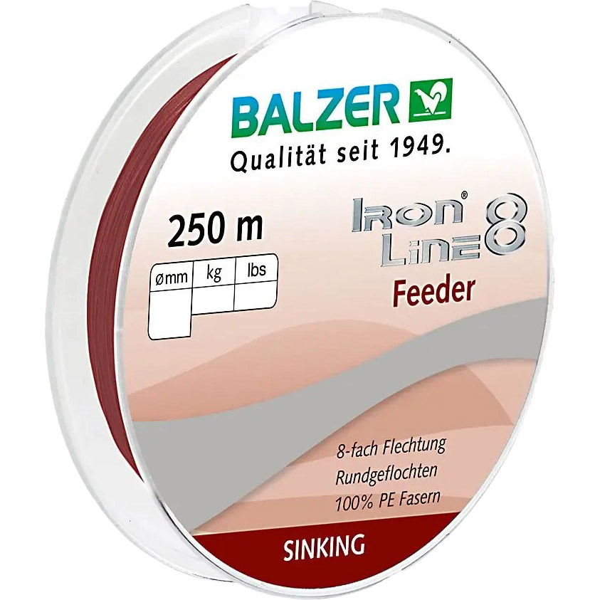 Шнур BALZER Iron Line Feeder 8x Dark Red 250 м 0.10 мм 8.1 кг (12668 110)