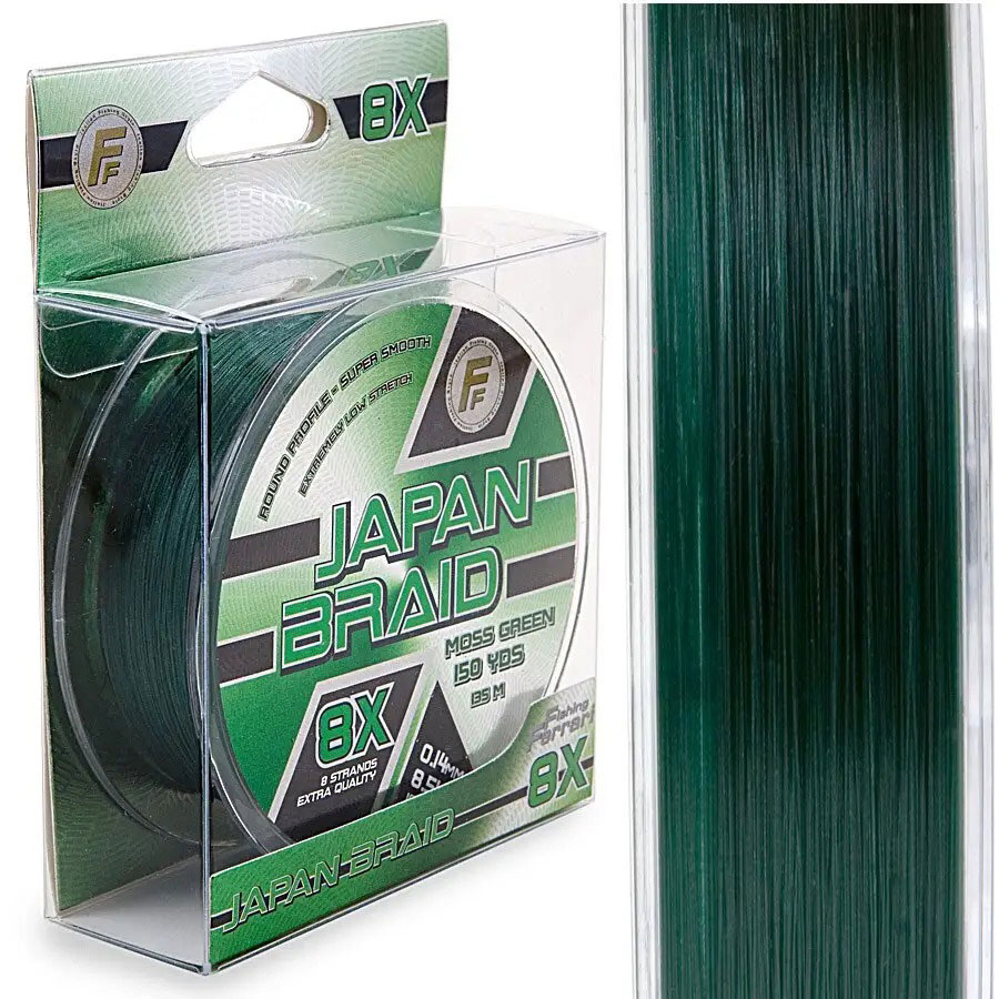 

Шнур LINEAEFFE FF Japan Braid 8X Moss Green 135 м /150yds 0.25 мм FishTest-18.00 кг, Шнур FF Japan Braid 8X мoss Green 135м