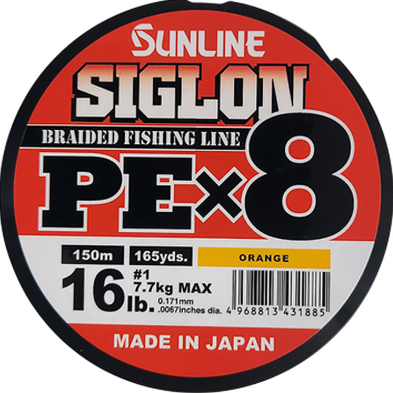 Шнур SUNLINE Siglon PE х8 150m #1.0/0.171mm 16lb/7.7kg Orange (63052890) навантаження на розрив 7.7
