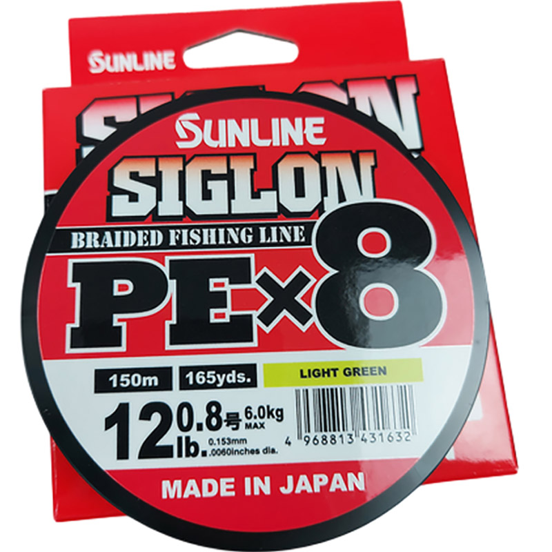Шнур SUNLINE Siglon PE х8 150м #0.8/0.153mm 12lb/6.0kg Light Green (63052808) довжина 150