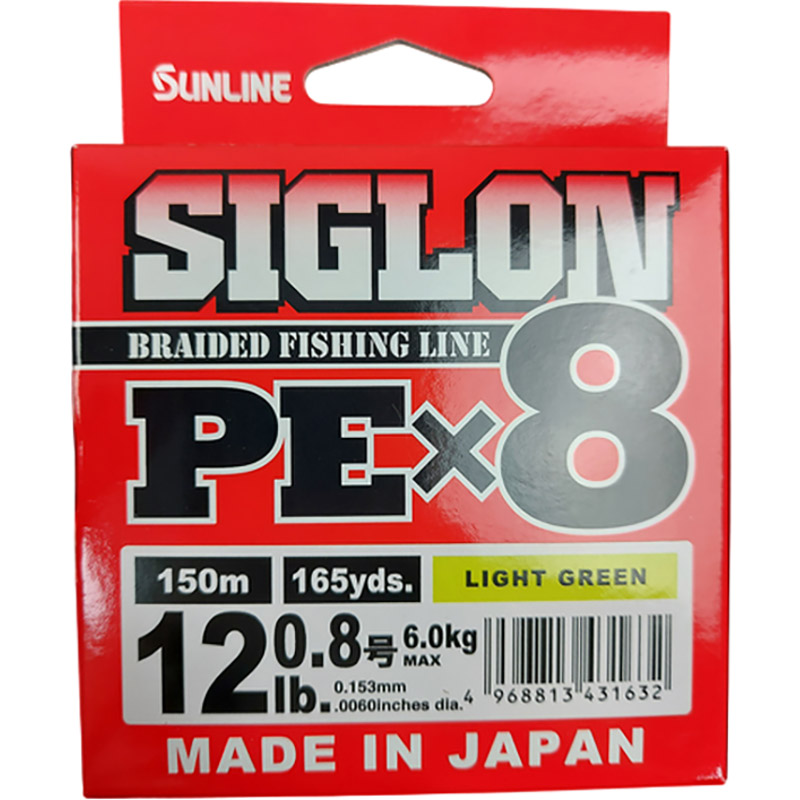 Шнур SUNLINE Siglon PE х8 150м #0.8/0.153mm 12lb/6.0kg Light Green (63052808) навантаження на розрив 6