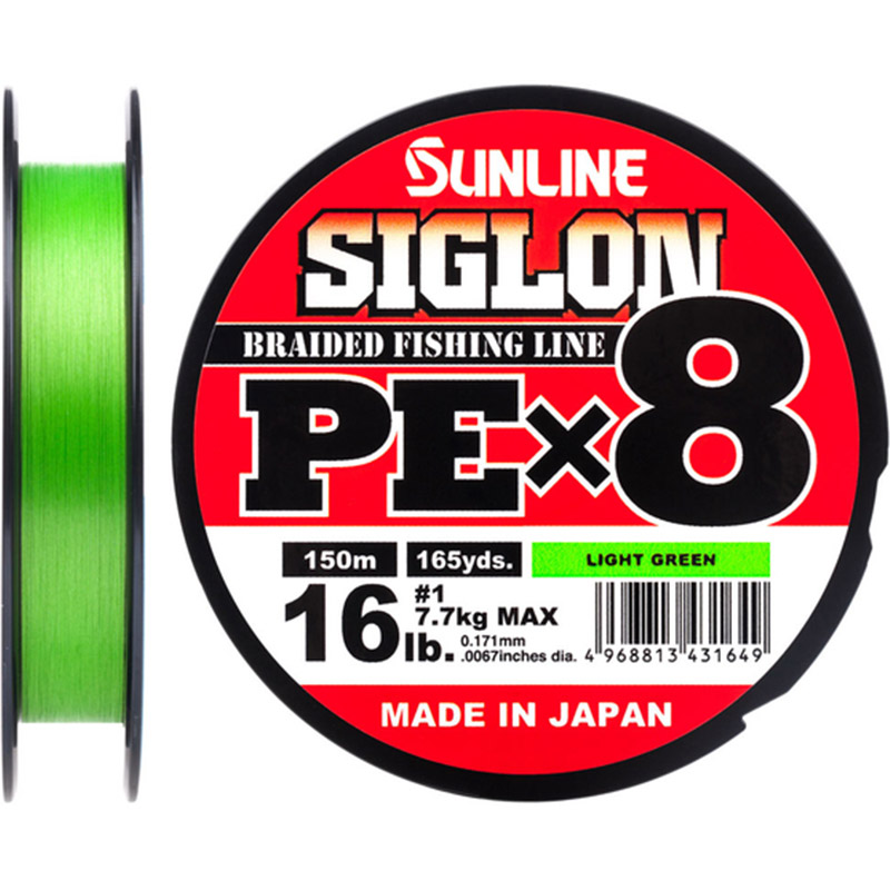 Шнур SUNLINE Siglon PE х8 150m #1.0/0.171mm 16lb/7.7kg Light Green (63052810)