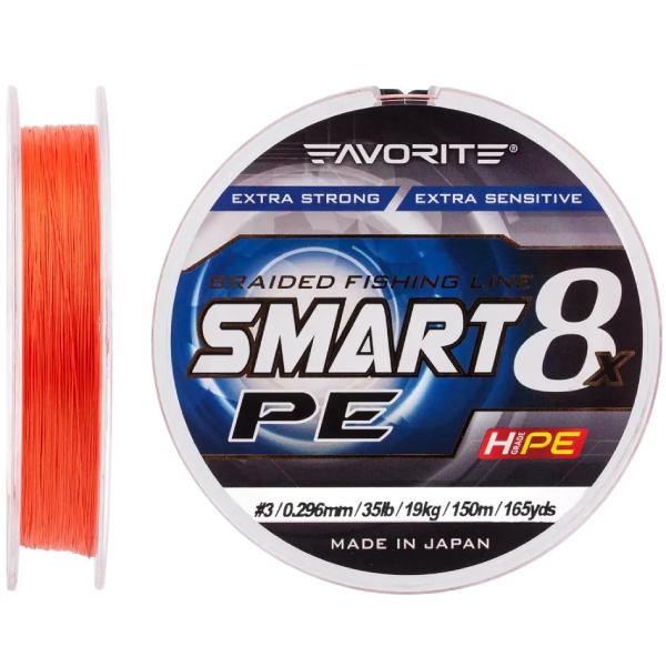 Шнур FAVORITE Smart PE 8x 150 м 0.296 мм Red Orange (1693.10.87)