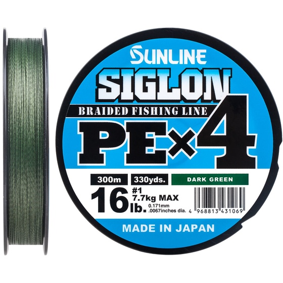 Шнур Sunline Siglon PE х4 300 м #1.0/0.171 мм 16lb/7.7 кг темно-зеленый (63052150)