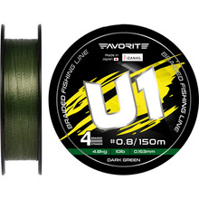 Шнур FAVORITE U1 PE 4x 150м #0.8/0.153mm 10lb/4.8kg Dark Green (1693.11.64)