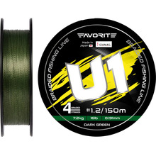 Шнур FAVORITE U1 PE 4x 150м #1.2/0.191mm 16lb/7.2kg Dark Green (1693.11.66)