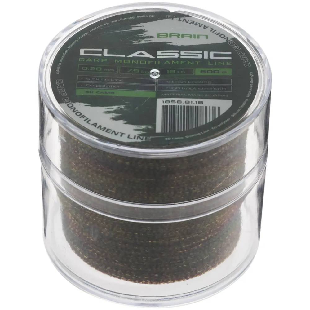Лісочка BRAIN Classic Carp Line 3D camo 600m 0.28mm 18lb 7.9kg (1858.81.18) динамічне ударне навантаження 18