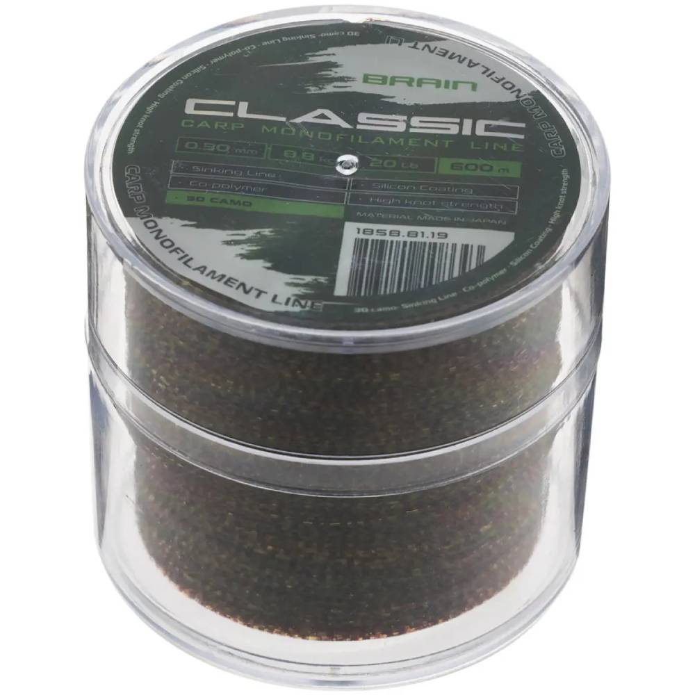 Лісочка BRAIN Classic Carp Line 3D camo 600m 0.30mm 20lb 8.8kg (1858.81.19) динамічне ударне навантаження 20