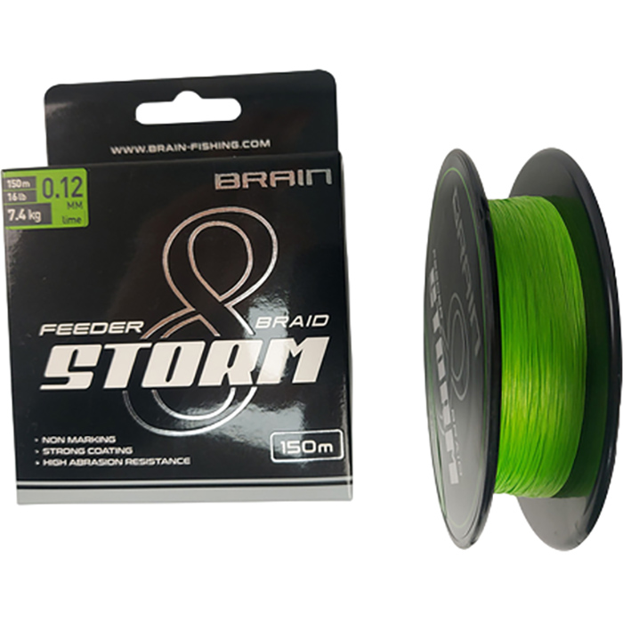 Шнур BRAIN Storm 8X 150m 0.12mm 16lb/7.4kg Lime (1858.51.98)