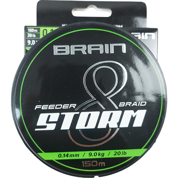 Шнур BRAIN Storm 8X 150m 0.14mm 20lb/9.0kg Lime (1858.51.99) навантаження на розрив 9