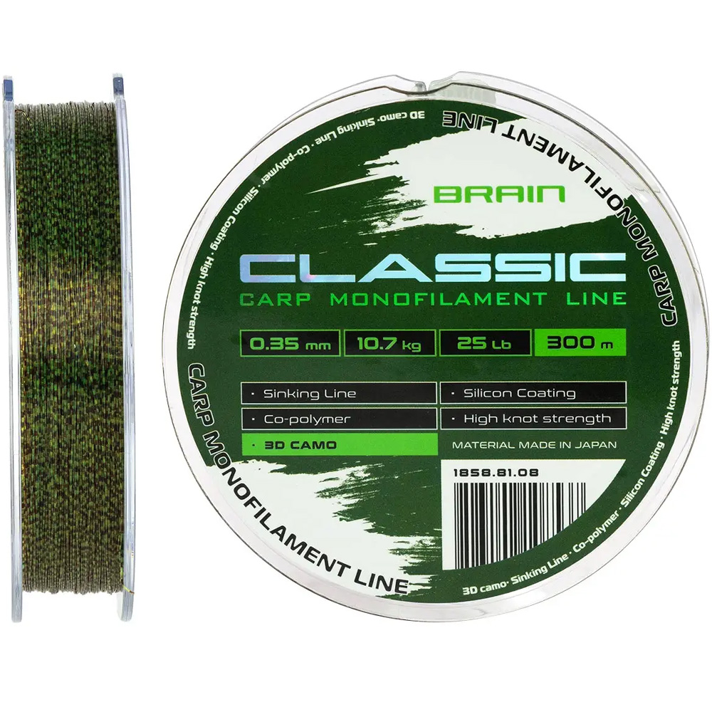 Лісочка BRAIN Classic Carp Line 300m 0.35mm 25lb 10.7kg 3D camo (1858.81.08)