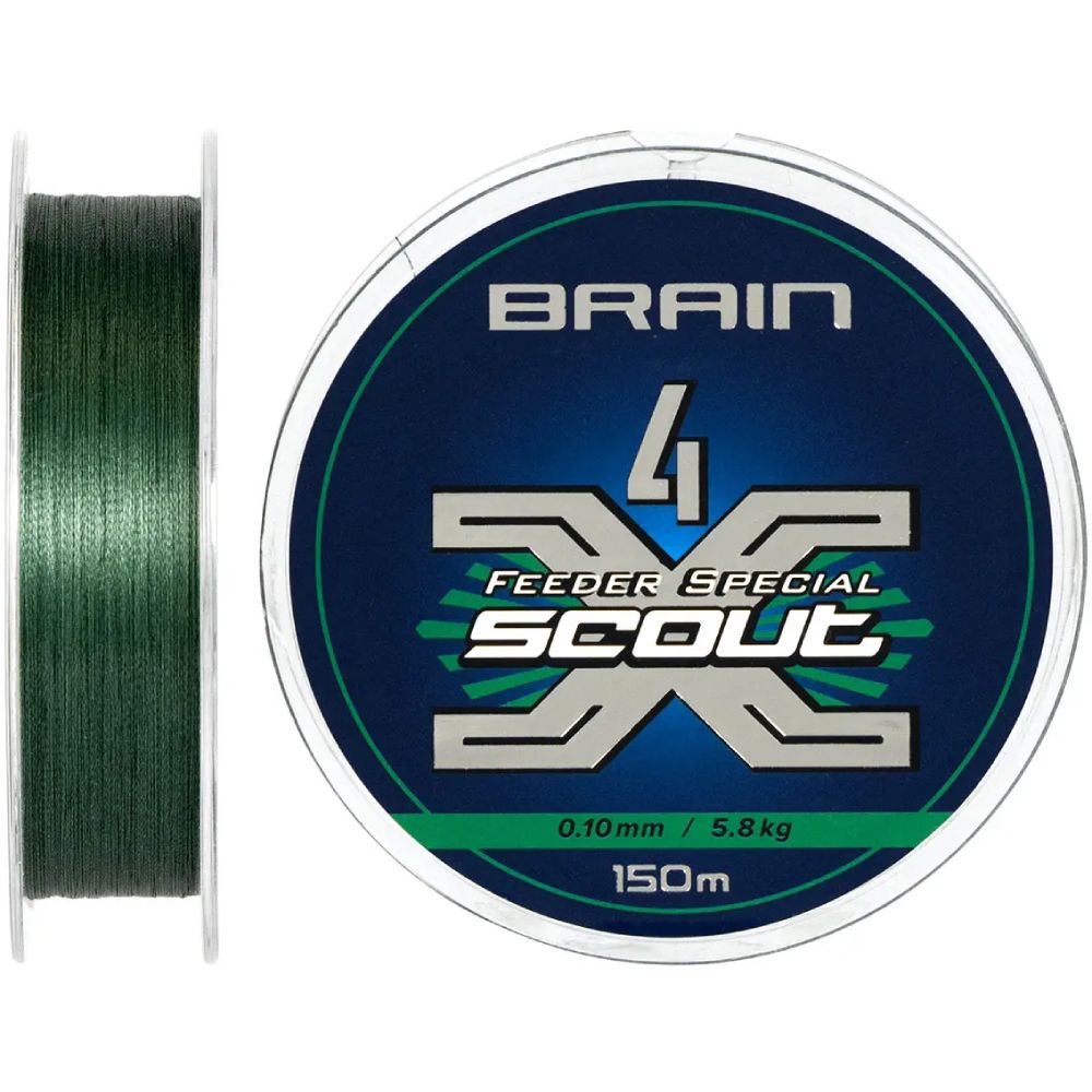 Шнур Brain Scout 4X 150 м 0.100 мм 5.8 кг Deep green (1858.55.27)