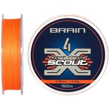 Шнур Brain Scout 4X 150 м 0.080 мм 4.4 кг Fluoro Orange (1858.55.33)