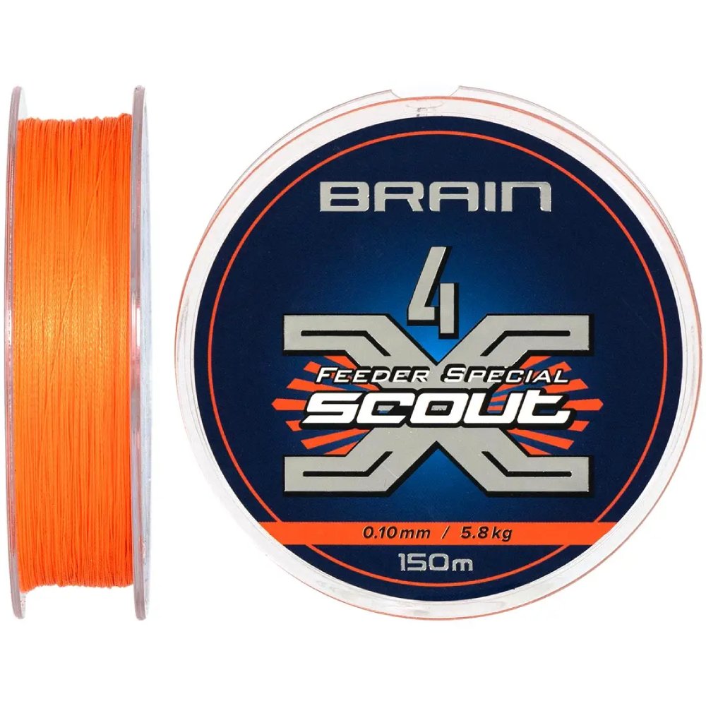 Шнур Brain Scout 4X 150 м 0.100 мм 5.8 кг Fluoro Orange (1858.55.34)