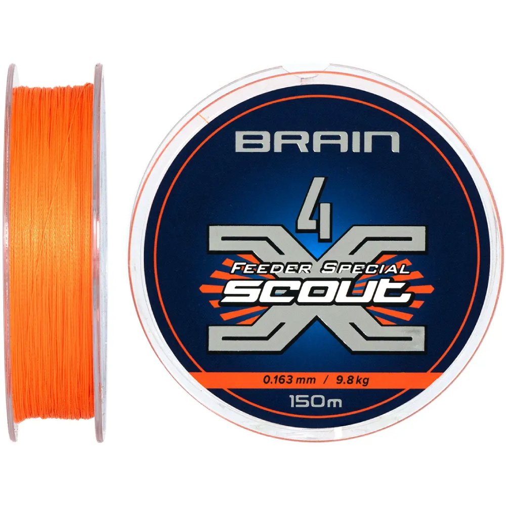 Шнур Brain Scout 4X 150 м 0.163 мм 9.8 кг Fluoro Orange (1858.55.37)