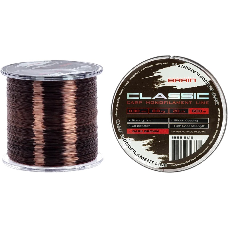 Лісочка BRAIN Classic Carp Line 600m 0.30mm 20lb 8.8kg Dark Brown (1858.81.15)