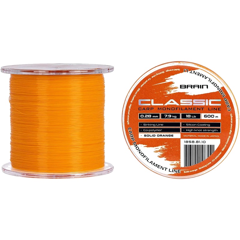 Леска BRAIN Classic Carp Line 600m 0.28mm 18lb 7.9kg Solid Orange (1858.81.10)