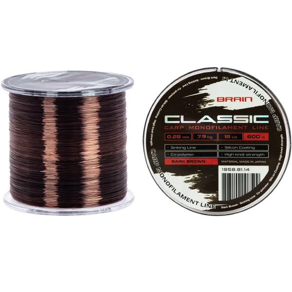 Леска BRAIN Classic Carp Line 600 м 0.28 мм Dark Brown (1858.81.14)