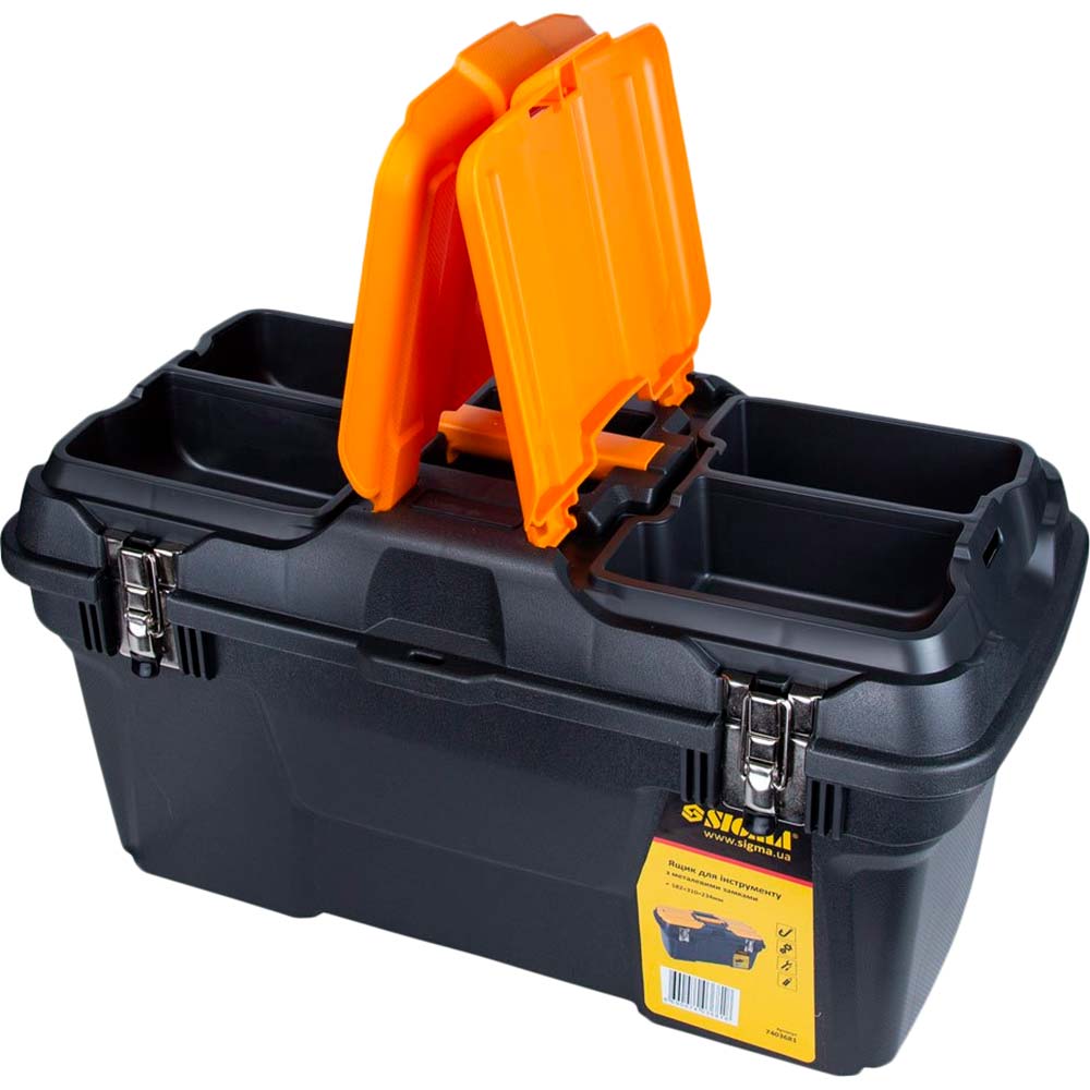Ящик для инструмента SIGMA металлические замки 582 x 310 x 234 мм (7403681) Оснащение органайзер на крышке
