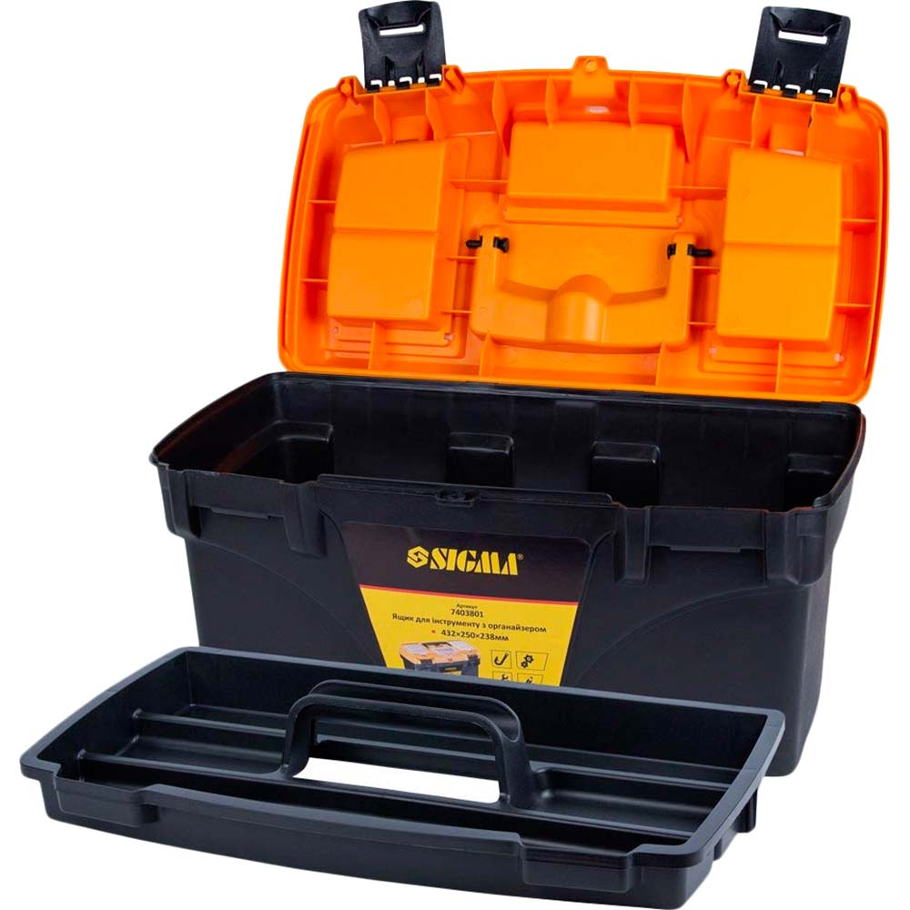 Ящик для инструмента SIGMA с органайзером 432 x 250 x 238 мм (7403801) Количество отсеков 1