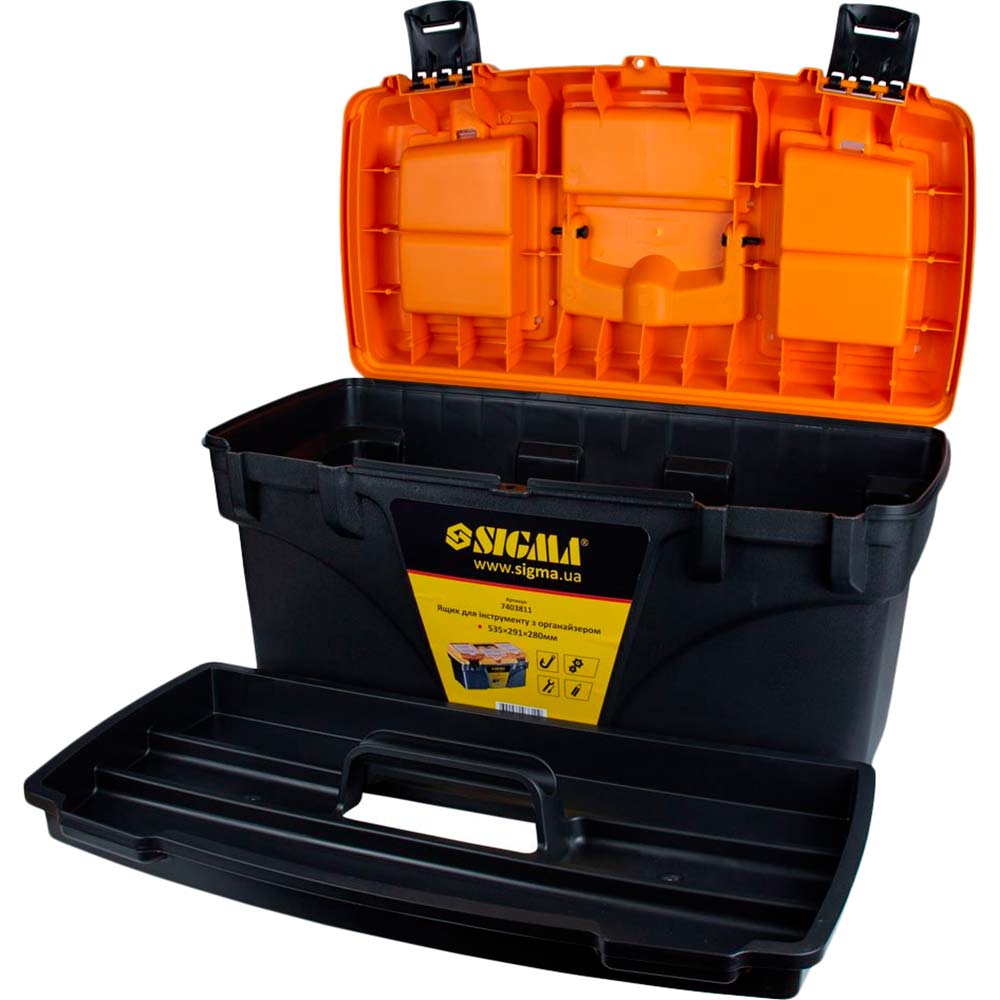 Ящик для инструмента SIGMA с органайзером 535 x 291 x 280 мм (7403811) Количество отсеков 1