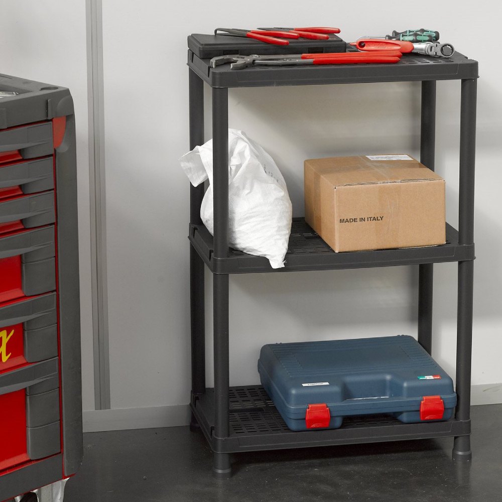 Стеллаж PLASTMECCANICA 3 полки 60х30х95 см чeрный (141-TOOMAX) Тип стелаж