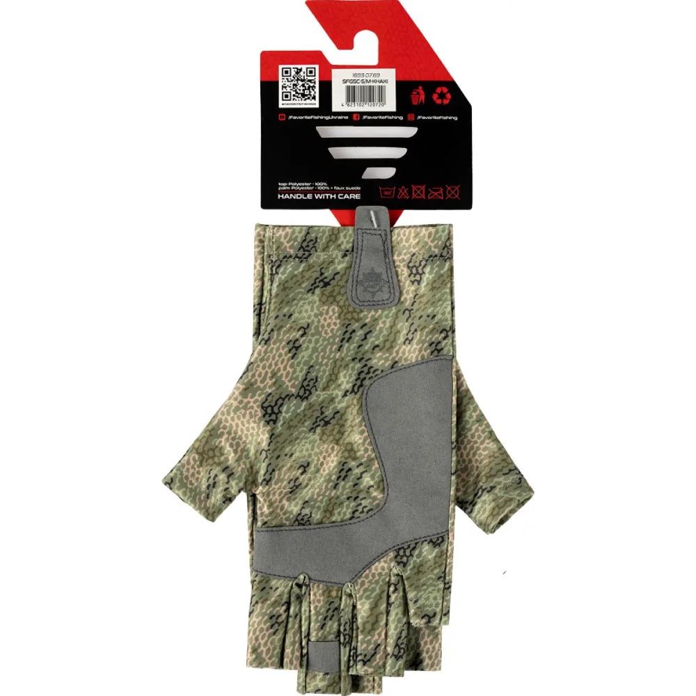 Перчатки FAVORITE Solar Fishing Gloves 5 Cut S/M Khaki (SFG5C-S/M-Khaki) Цвет зеленый