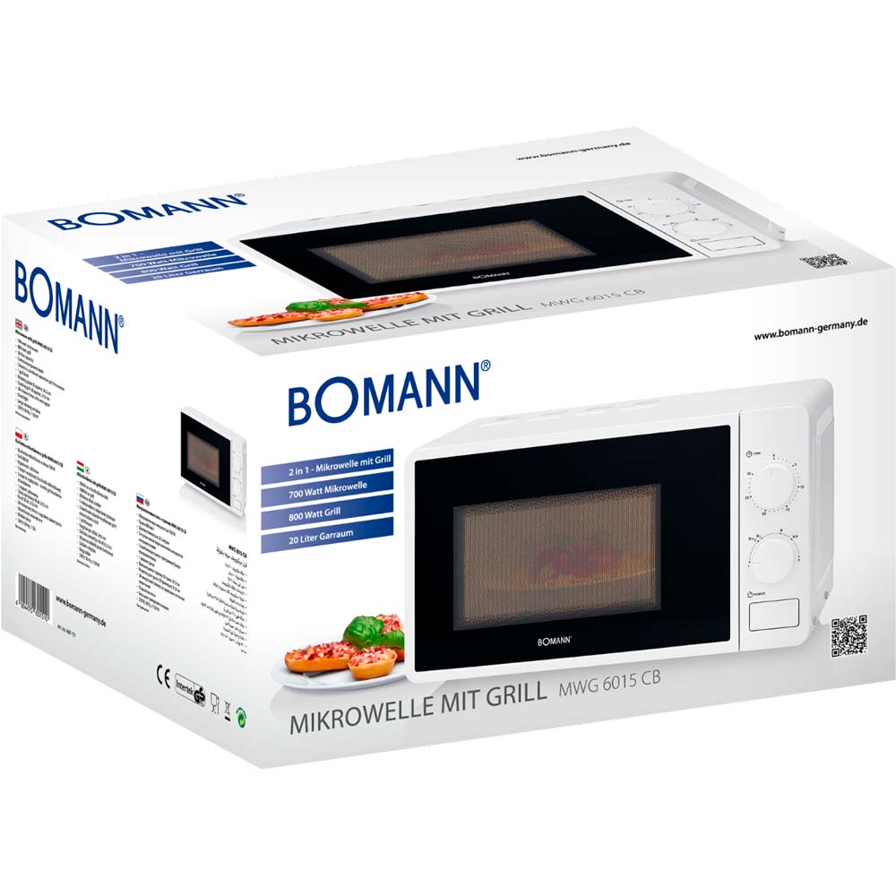 Микроволновая печь Bomann MWG 6015 CB White Объём 20