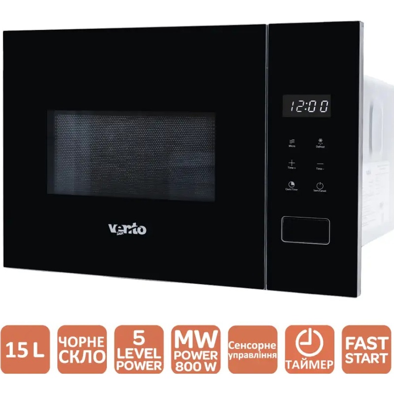 Внешний вид Микроволновая печь VENTOLUX MWBI 15 G BK TC