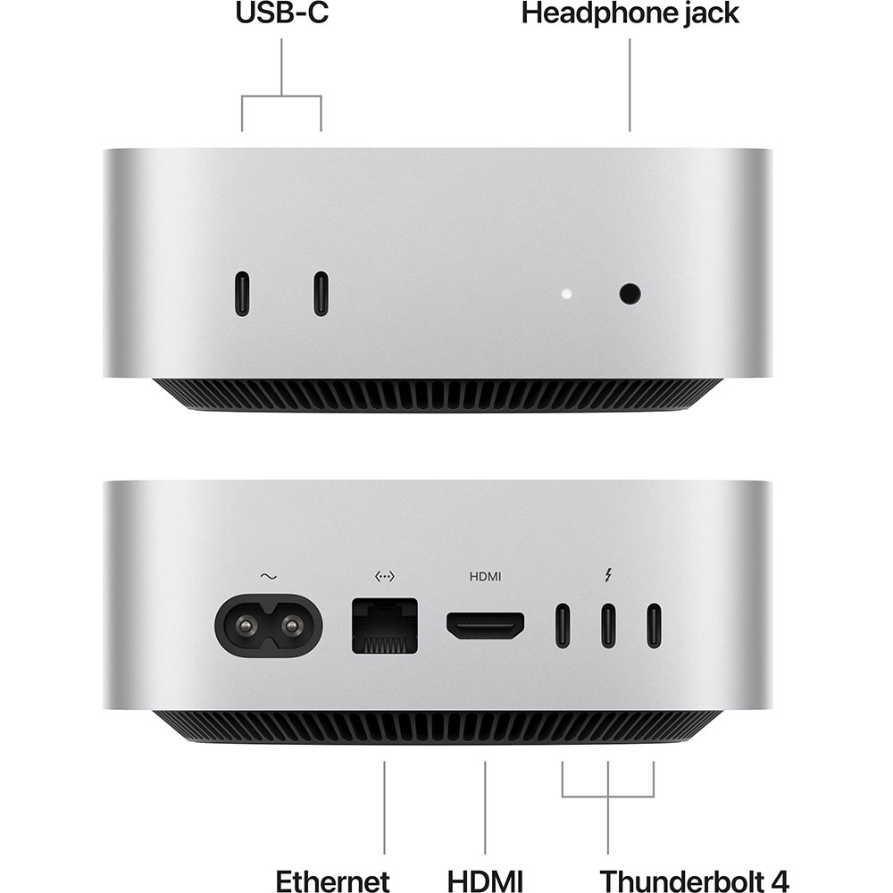 Неттоп APPLE Mac mini M4 512GB (MCYT4UA/A) Количество портов USB 4  3