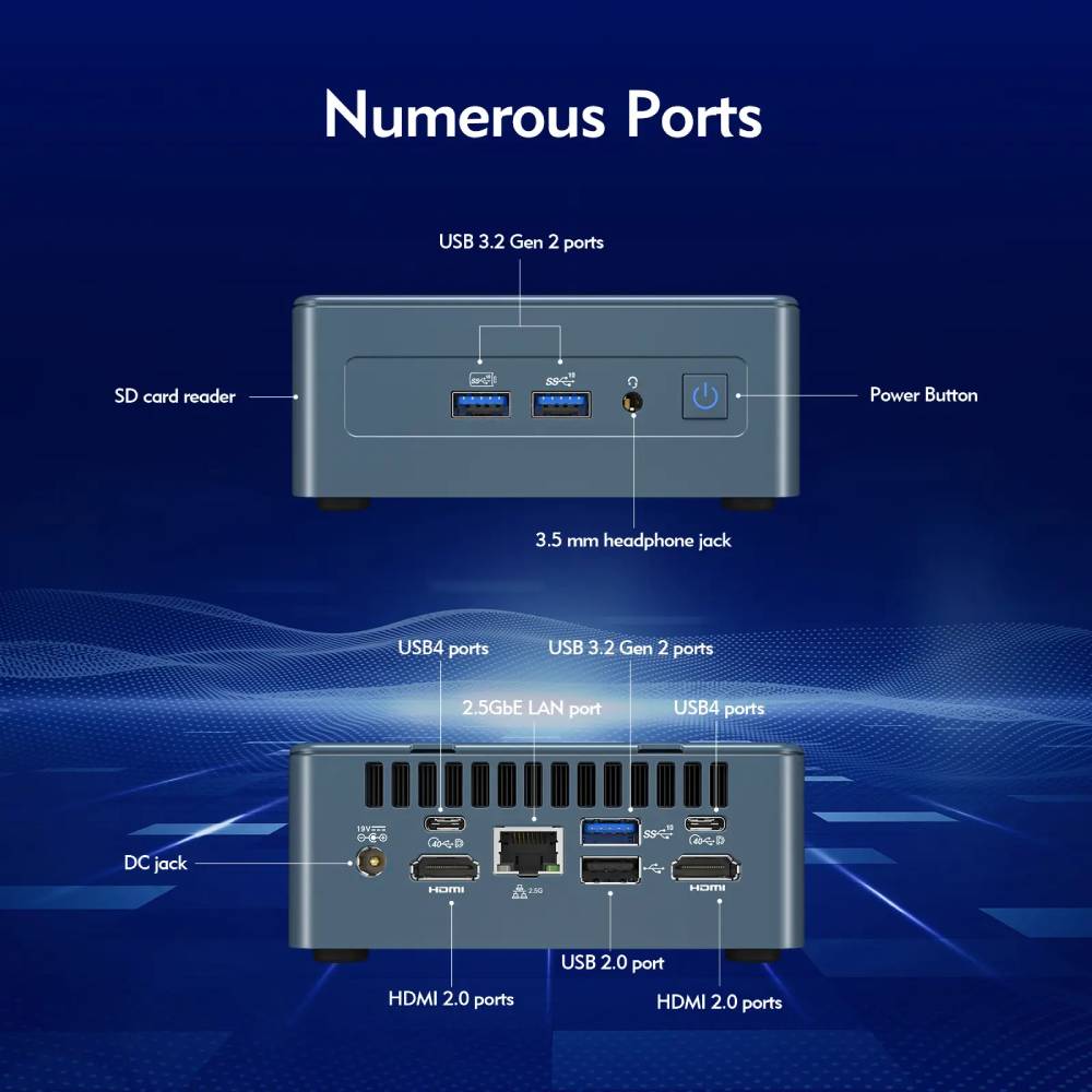 Неттоп GEEKOM Mini IT12 (GMIT12i912900H-321T-EU) Количество портов USB 4  2