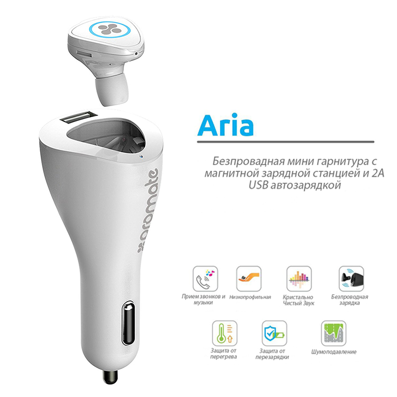 Bluetooth-гарнитура Promate Aria White (aria.white) Дальность действия 10