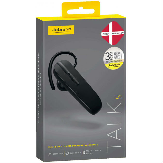 Bluetooth-гарнітура JABRA Talk 5 (100-92046900-60) Час роботи у режимі очікування 240