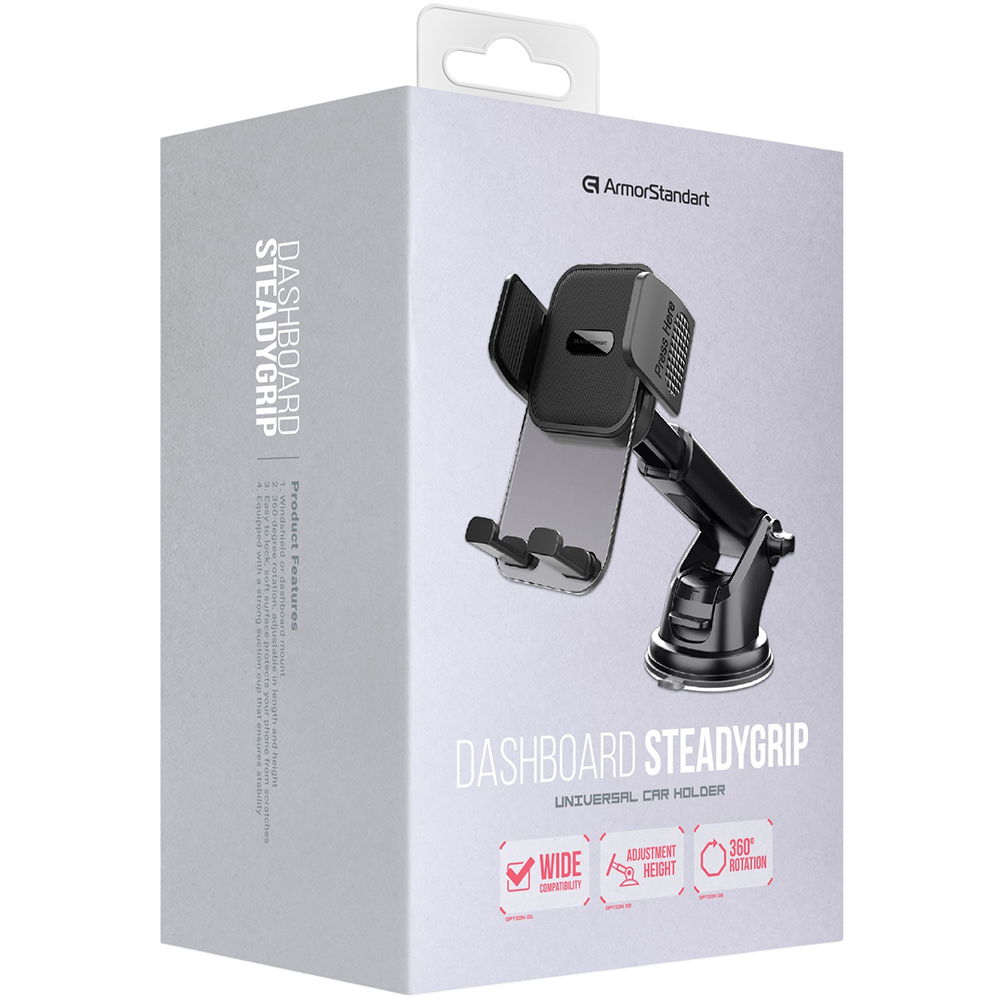Автодержатель ArmorStandart SteadyGrip Dashboard Black (ARM85339) Тип держатель (зажим)