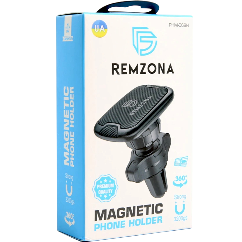 Автотримач REMZONA PHM-06BK (6934267421343) Кріплення на дефлектор