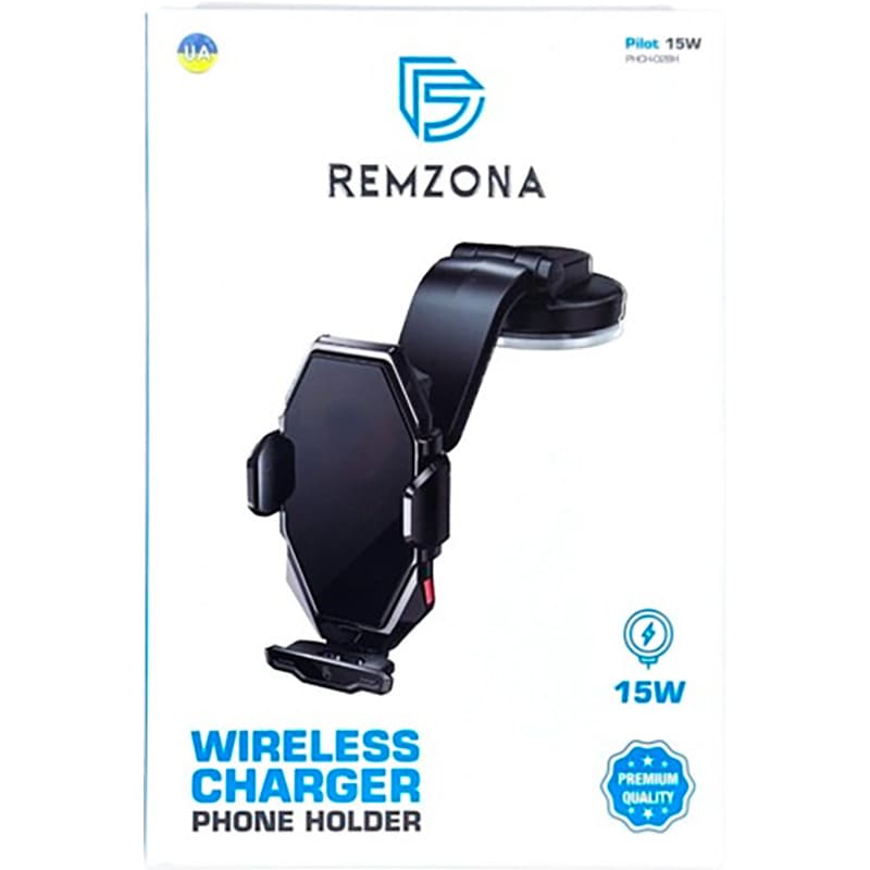 Автотримач REMZONA Grase Pilot 15W Black (PHCH-02BK) Зображення Автотримач REMZONA Grase Pilot 15W Black (PHCH-02BK)