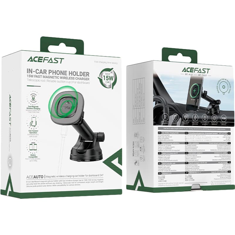 Автоутримувач ACEFAST D47 magnetic wireless charging Black (6974316284116) Максимальна діагональ екрану, дюймів 6.9