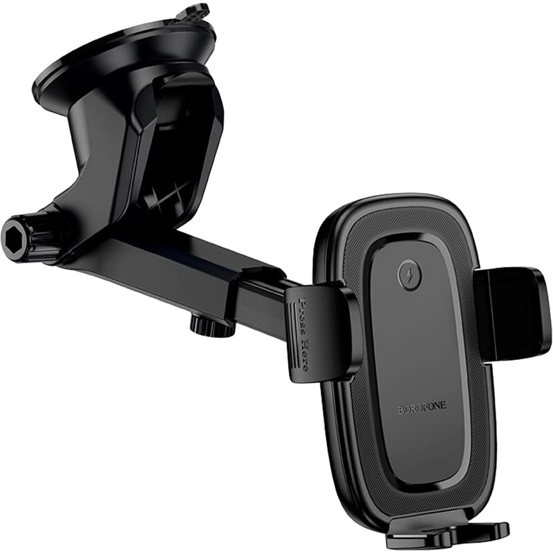 Автоутримувач BOROFONE BH223 Follower wireless fast charg Black (6941991121319) Кріплення універсальне (скло/торпедо)