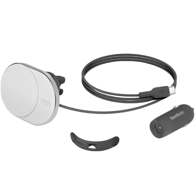 Внешний вид Автодержатель BELKIN Magnetic Qi2 White (WIC008BTGR-V2)