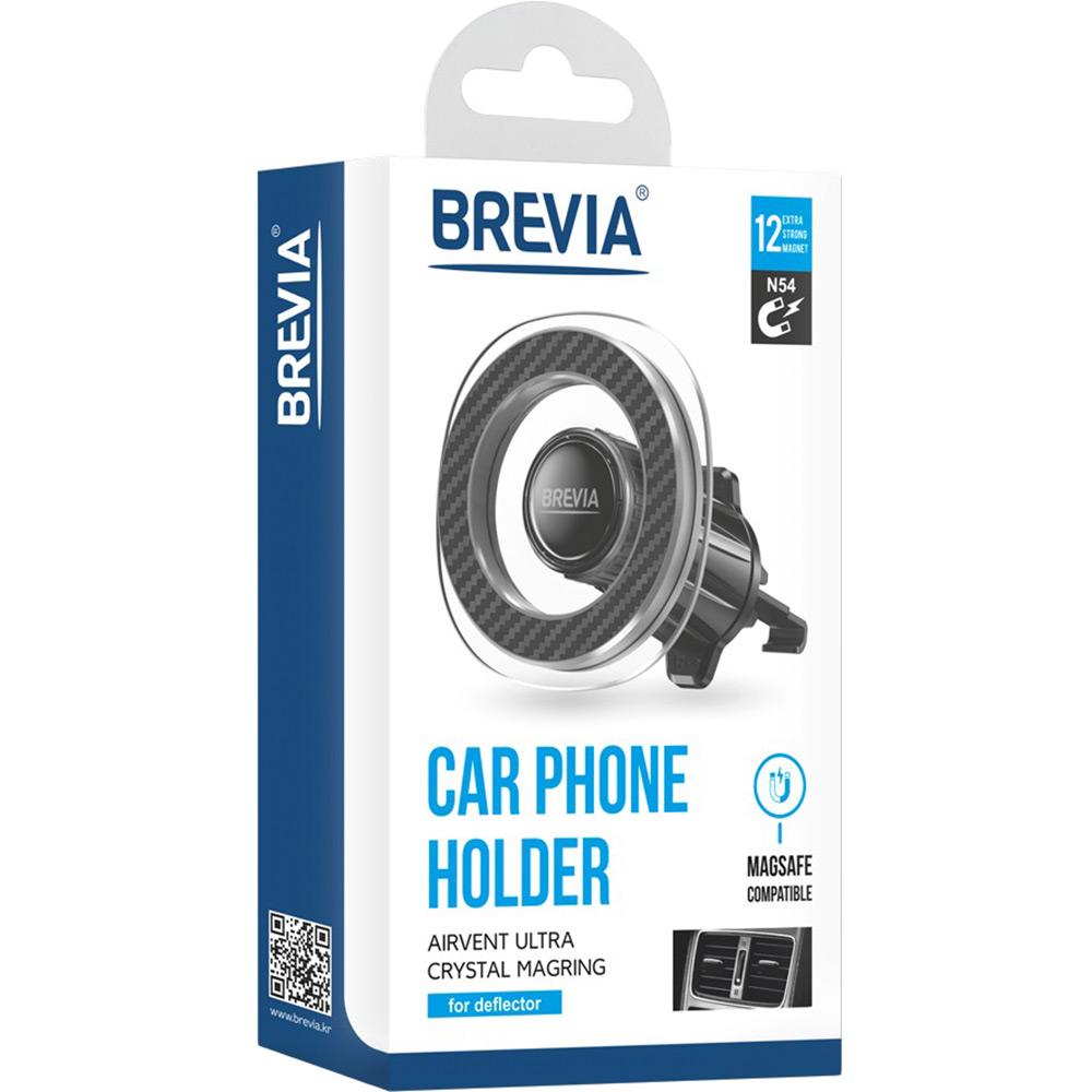 Замовити Автотримач BREVIA AirVent Ultra Crystal MagRING Magsafe Black/Clear (48020BR)