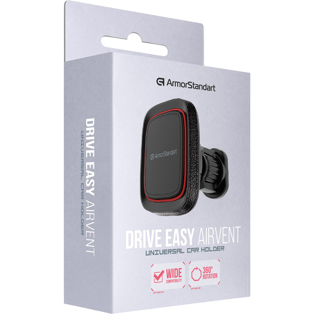 Автотримач ARMORSTANDART DriveEasy Airvent Leather Black (ARM89001) Кріплення на дефлектор
