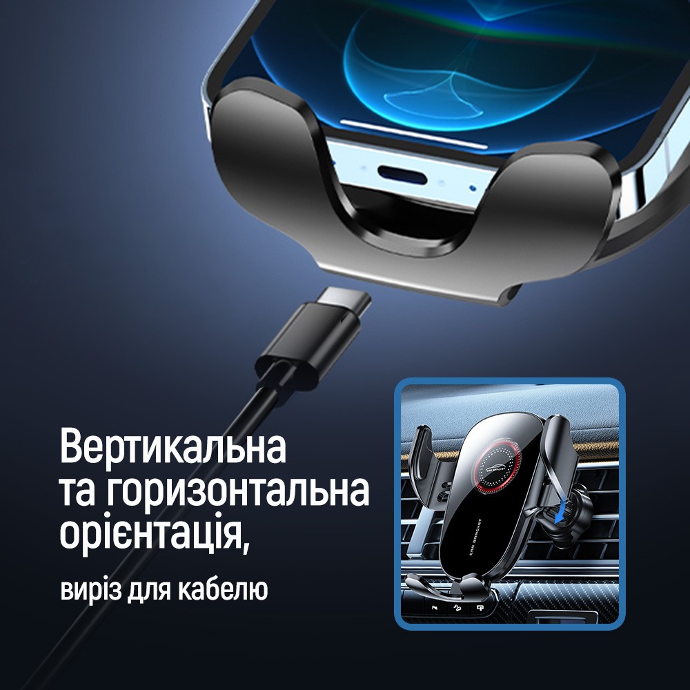 Зовнішній вигляд Автотримач COLORWAY ClampSnap Holder Black (CW-CHMH19-BK)