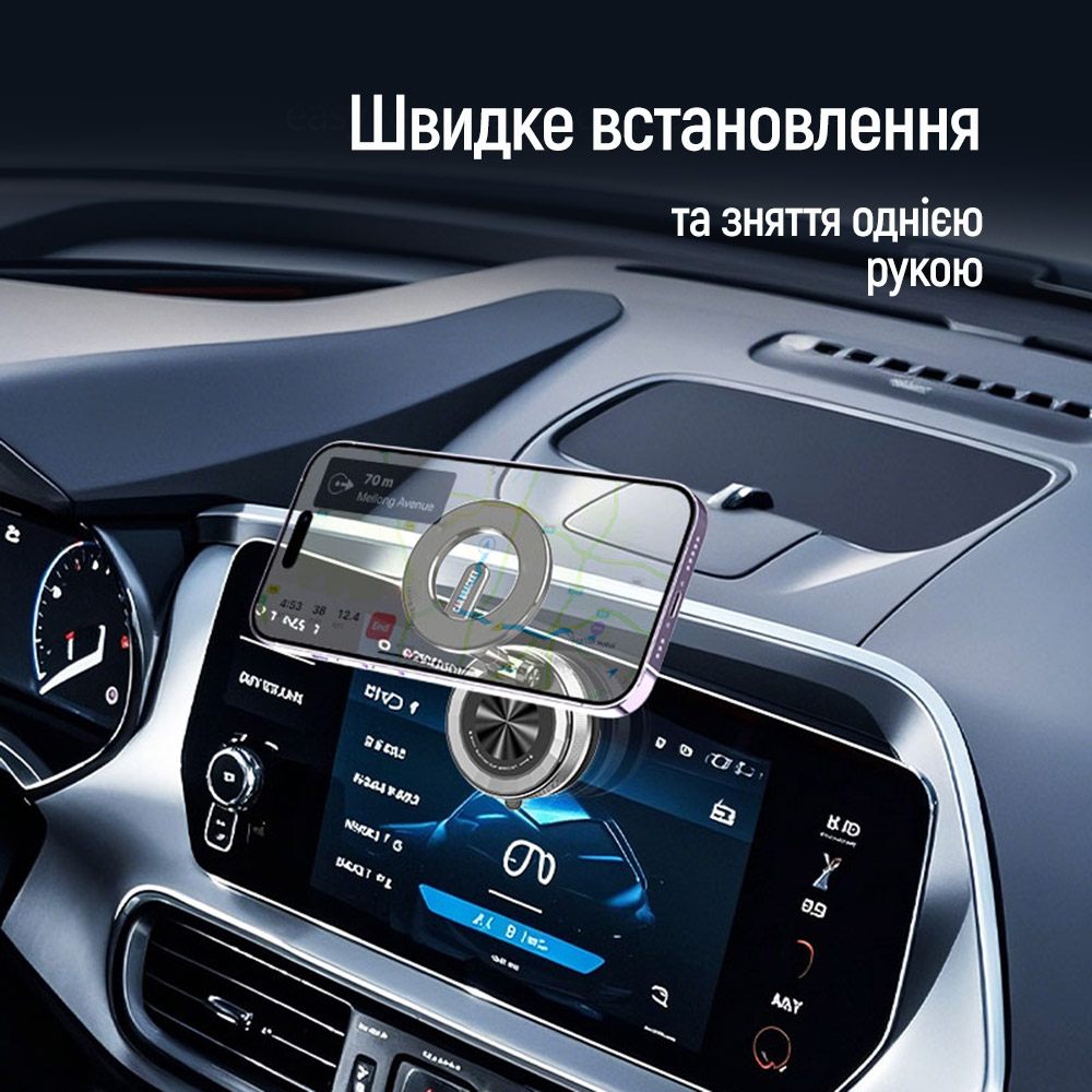 Зображення Автотримач COLORWAY з магнітним кільцем MagSafe 360 ° Black (CW-CHM21-BK)