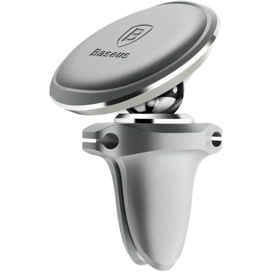 Автотримач для телефону BASEUS Magnetic Air Vent Car Mount With Cable Clip Silver (16105silver)