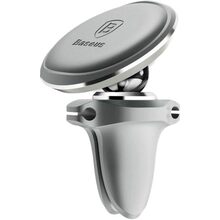 Автотримач для телефону BASEUS Magnetic Air Vent Car Mount With Cable Clip Silver (16105silver)