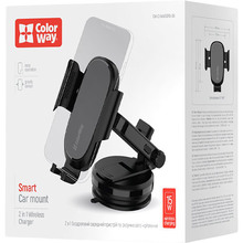 Автодержатель ColorWay 15W Dashboard Car Wireless Charger Black (CW-CHAW037Q-BK)