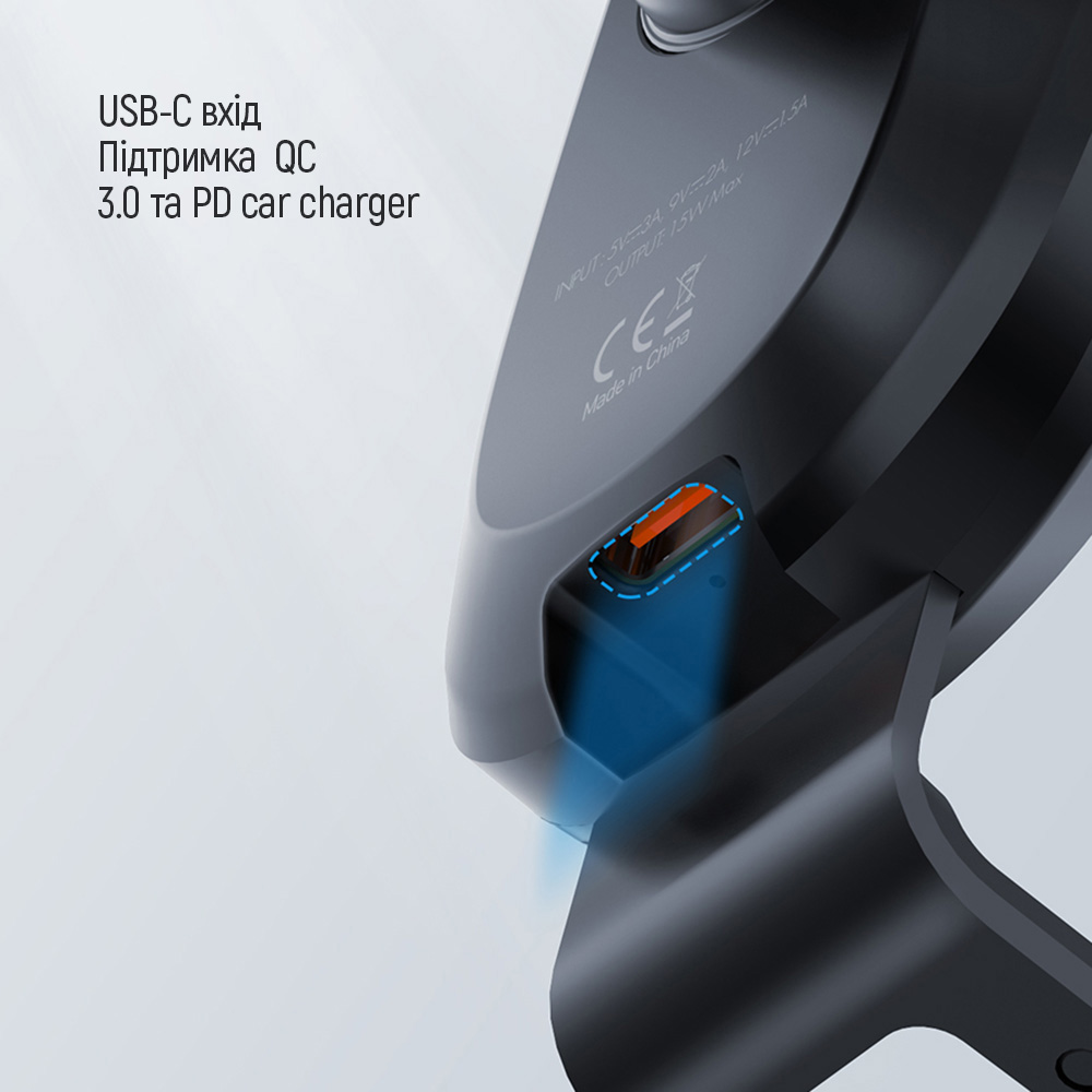 Фото 14 Автотримач ColorWay 15W Air Vent Car Wireless Charger Black (CW-CHAW038Q-BK)