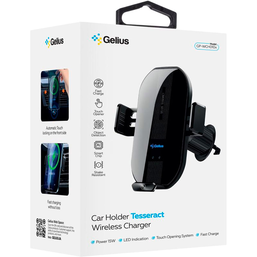 Автоутримувач GELIUS Tesseract GP-WCH010X Black (00000099055) Тип тримач (зажим)