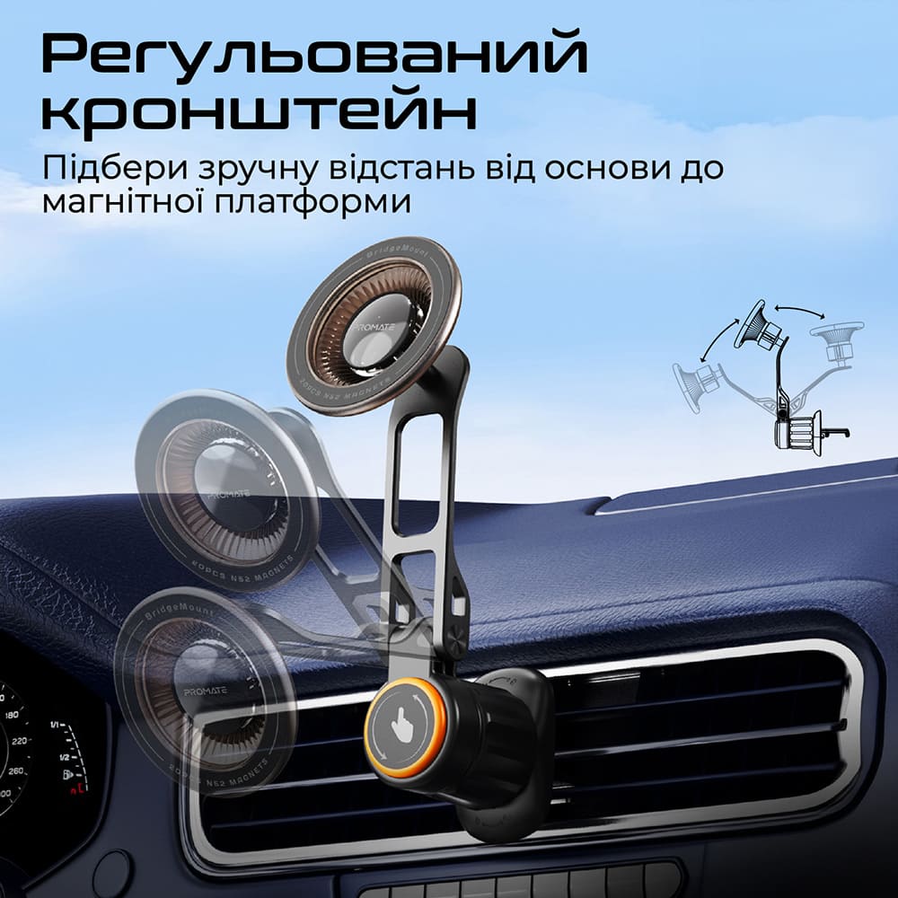 Внешний вид Автодержатель Promate Bridgemount Black (bridgemount)